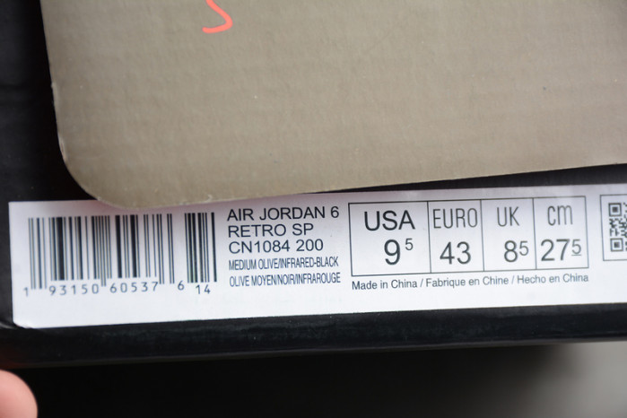 Travis Scott Air Jordan 6 Medium Olive - CN1084-200