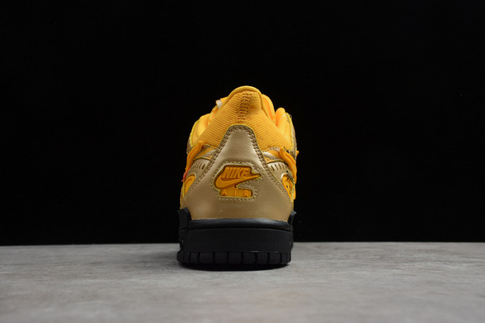 OW x Nike Air Rubber Dunk “University Gold” CU6015-700