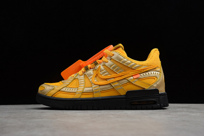 OW x Nike Air Rubber Dunk “University Gold” CU6015-700